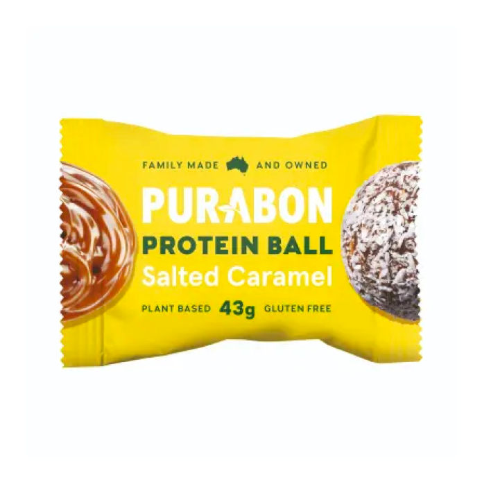 Purabon Wrapped Salted Caramel Protein Balls 43g (12 Units per Tray)